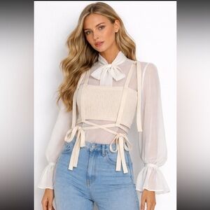 Cream Knit Crop Top with Strap